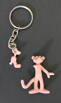 1980s PINK PANTHER PVC KEYCHAIN 3.5 x 2.5 cm. (1.3" x 1") BROKEN Needs Repair - Image 1 of 3