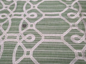 1.25YD SCHUMACHER 71933 Ziz Embroidery Green Strie Trellis Fabric $474 Retail* - Picture 1 of 24