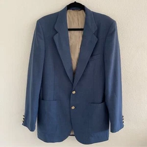 Vintage Lanvin Men's Blue Two Button Sports Coat Blazer Jacket Size 42 Long - Picture 1 of 15
