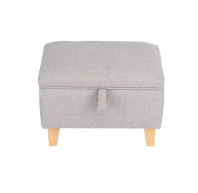 49CM Modern Comfy Linen 2-in-1-design Organizer Ottoman Footstool Light Grey - Image 1 of 4