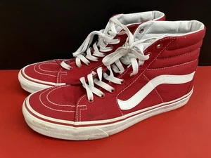 Vans Sk8-Hi Top Skate Sneakers Shoes Suede Red Lace Skateboard Mens 9.5 - Picture 1 of 11