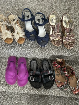 Zapatos para mujer - Lote de 6 sandalias cuñas talla 5,5, 6 tacones/bombas - ¡USADOS EN EXCELENTE ESTADO! Nuevo/diseñadores Foto 1 de 4