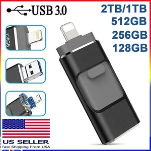 Unidad flash USB 3.0 lápiz memoria disco de almacenamiento externo para iPhone iPad 2 TB - Imagen 1 de 10