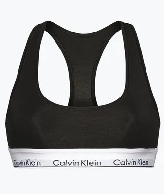 MEDIUM Calvin Klein (3785) Modern Cotton Unlined Racerback Bralette, Black New - Image 1 of 4