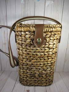 Wine Beverage Basket Lined Insulated Picnic Cooler Strap & Closure 14" x 5" x 9" - Picture 1 of 8