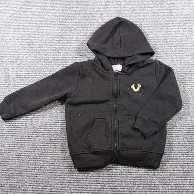 Sudadera con Capucha True Religion Niño Pequeño 24M Negra Cremallera Dorado Logo Buda Espalda Foto 1 de 4