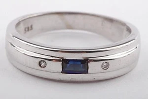 Saphir Brillant Diamant Ring 585 14K Weißgold WG Gr. 53 . - Bild 1 von 8