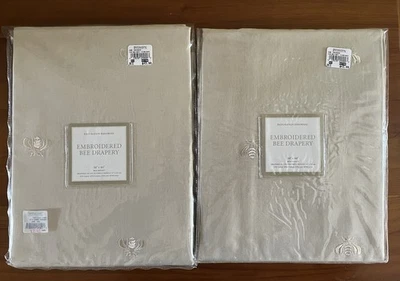 "Juego de 2 cortinas de abeja bordadas de bolsillo de varilla de herrajes de restauración 50"" x 84"" NUEVO Foto 1 de 4