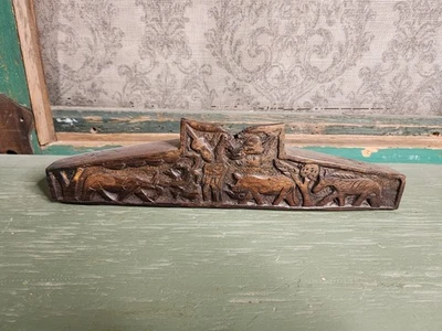 Vintage Ironwood Carved Animal Desk Organizer Pencil Holder Giraffe Rhino Zebra - Image 1 of 4