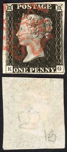 Penny Black (KG) Plate 1b Fine Four Margin - Picture 1 of 1