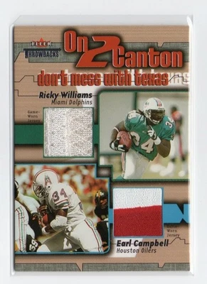 Earl Campbell & Ricky Williams 2002 Fleer Throwback On 2 Canton Dual Patch - Image 1 of 2
