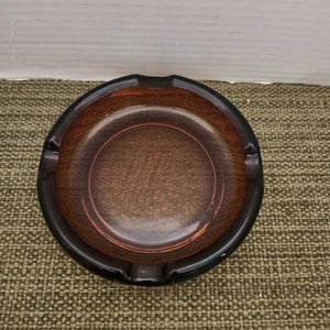 Vintage Bernstein Sammlerstück Rund Glas Aschenbecher - Bild 1 von 1