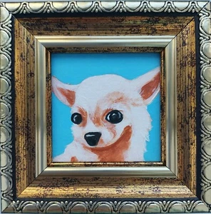 Pintura de perro Сhihuahua original enmarcada retrato perro pintado a mano cachorro obras de arte - Imagen 1 de 10
