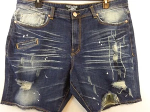 Hustle Gang Over Everything Shorts Men's 40 X 9 Blue Fisher Denim Distressed New - Picture 1 of 11