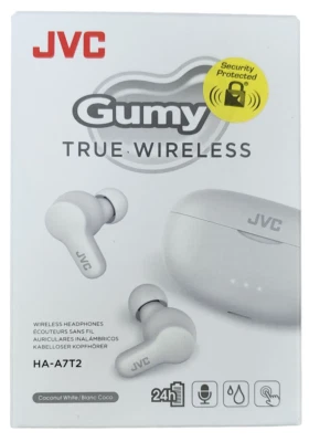 JVC GUMY TRUE WIRELESS EARBUDS WATERPROOF IPX4 24 HOURS BATTERY HA-A7T2 - WHITE - Image 1 of 3