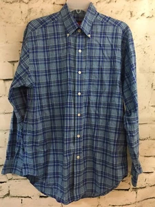Austin Reed London Med Shirt Button Down Long Sleeve Plaid Blue Purple - Picture 1 of 7