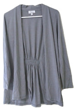 Allison Brittney Womens Size Small Light Gray Cardigan Open Front Long Sleeve