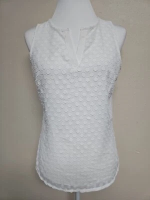 MARKET & SPRUCE Women's Blouse Sleeveless V-Neck White Color  Polyester.Size S - Image 1 of 4