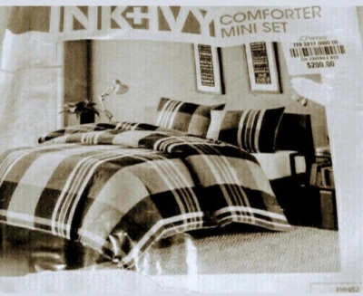 Ink & Ivy Comforter Set Twin size Black plaid 2p  NEW - Image 1 of 3