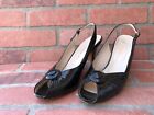 Chantal Women's Size 7 1/2 N Black Slingback Peep Toe 3 1/8" Heels Italy Made