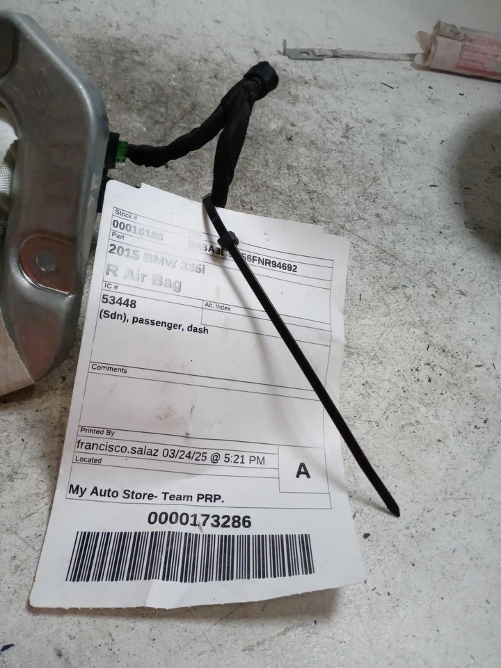 Used Right Instrument Panel Air Bag fits: 2015 Bmw 335I passenger dash Right Gra Foto 1 de 4