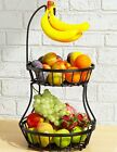 2-Tier Fruit Basket Bowl Stackable Vegetable Storage with Banana Tree Hanger ...