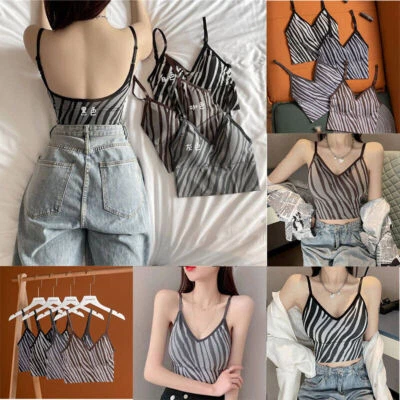 T V Ladies Top Womens Zebra Pattern Sleeve Cap Crop Neck Shirt  Stretch - Image 1 of 4