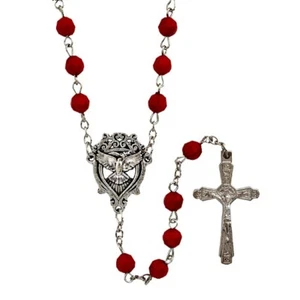 6mm Red Bead Holy Spirit Rosary Great for Confirmation NEW - Picture 1 of 1