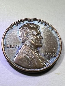 Rare 1958 D Lincoln wheat penny  with L on rim error ALMOST uncirculated - Picture 1 of 7