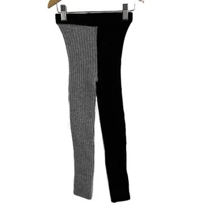 Nununu Ribbed Sweater Legging Two Tone Black Grey Pants Wool Blend Size 8-9 Year - Picture 1 of 6
