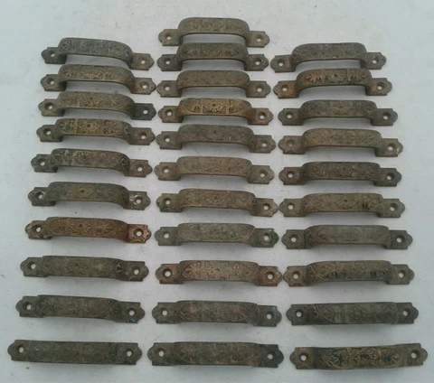 Antique Bronze Sash Lift Bin Apothecary Cupboard Drawer Pulls Hardware Lot of 31 Cover