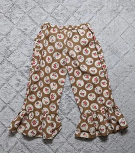 Matilda Jane Pants Girls 4 Brown Floral Ruffle Roses Secret Fields Cameo - Picture 1 of 3