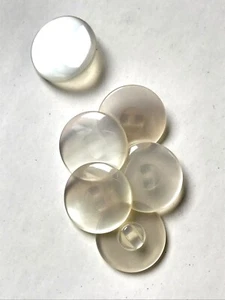 6 X CREAM SEMI-CLEAR PEARLISED ROUND DOMED SHANK-BACK BUTTONS - 19 MM. - Picture 1 of 2