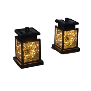 2X Hanging Lantern Solar Lights Outdoor Garden LED Waterproof Solar Powered Lamp - Picture 1 of 3