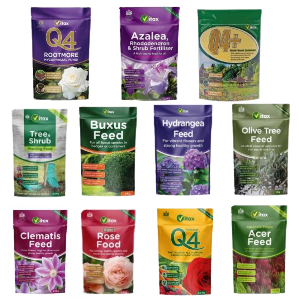 Vitax 0.9/1kg Q4 Buxus Hydrangea Clematis Acer Olive Tree Shrub Rose Feed Azalea - Image 1 of 1