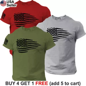 Camiseta Bandera de Estados Unidos Orgullo Americano Patriótico Político Angustiado Hombres BAM01 - Imagen 1 de 20