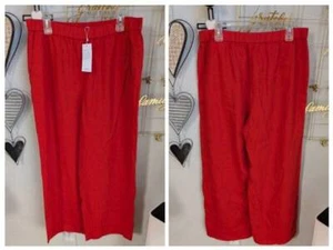 NWT Eileen Fisher LG Flame Wide Leg Full Length Linen Pants - Picture 1 of 1