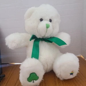 Arche Noah Tierwerkstatt weiß St. Patricks Day Plüschbär Regenbogenklee - Bild 1 von 7