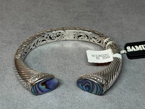 Bracciale BJC Samuel Benham argento sterling 925 Abalone Bali spesso con cerniera 7" - Foto 1 di 20