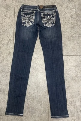 New NWT LA Idol Jeans Womens Sz 7 Low Rise 🔥 Heart Wings Bedazzled Pocket 30x31 - Image 1 of 4