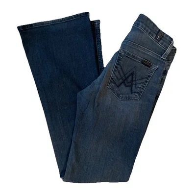Pantalones de mezclilla de colección Y2K 7 For All Mankind A Pocket Bootcut lavado oscuro talla 24 tiro bajo Foto 1 de 4