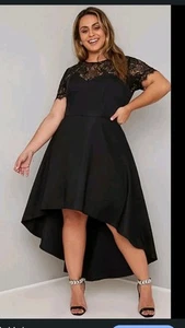 chi chi london Curve dress Black Party Prom Size 24 New - Picture 1 of 7