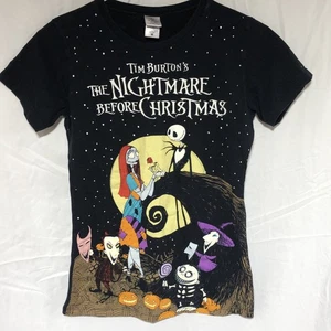 Disney Tim Burton Nightmare Before Christmas Medium Damen Grafik schwarz Shirt - Bild 1 von 5