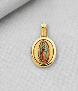 14K Gold Pendant Unbranded Oval Enamel Medallion Yellow Gold Polished - Picture 1 of 8