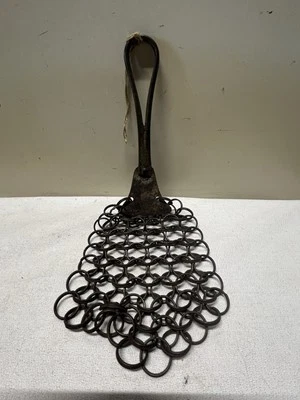 Antique Primitive RAND Chainmail Metal Ring w Handle Cast Iron Pot Scrubber - Image 1 of 4