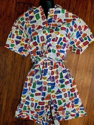 Pantalones cortos/top corto vintage años 80 Jantzen 2 piezas cintura alta ¡tiene hombreras! talla 8 Foto 1 de 4