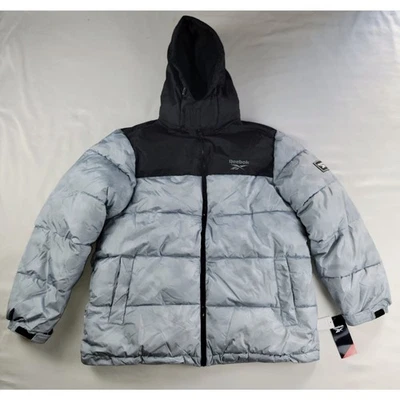 Reebok Puffer Coat Jacket Mens 2XL Full Face Cover Hooded Long Zip Pockets New - Image 1 of 4