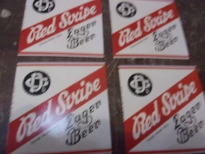 SET OF 4 RED STRIPE DRINK COASTERS NEW HAND MADE FAST SHIPPING - Picture 1 of 2