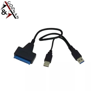 Adapter Dual USB 3.0 zu SATA 7+15Pin 2.5"+3.5" Festplatte HDD SSD Netzteil-Ansch - Bild 1 von 7