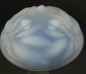 VINTAGE ART DECO FRENCH 9.5" OPALESCENT ART GLASS CHERRY BOWL  SIGNED G VALLON  